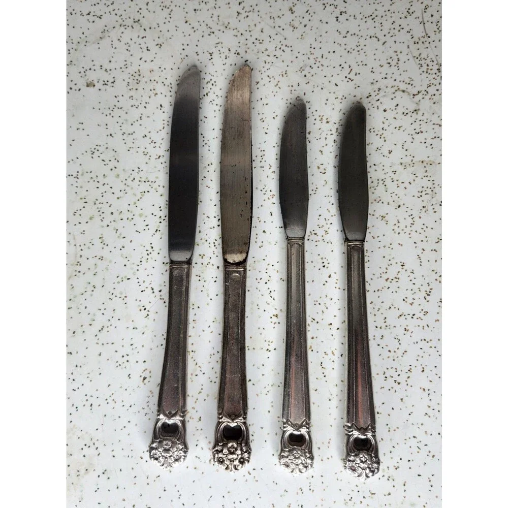 Vintage 1847 Rogers Bros ETERNALLY YOURS Dinner Knives Silverplate 4 Pcs *Read*